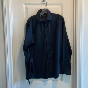 Utopia black mens dress shirt size L
